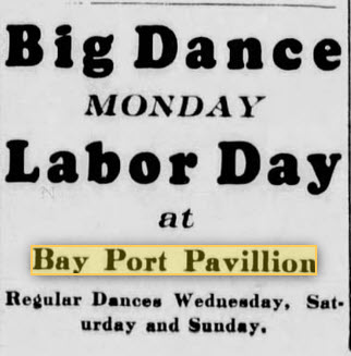 Bay Port Pavilion - Sept 1933 Ad